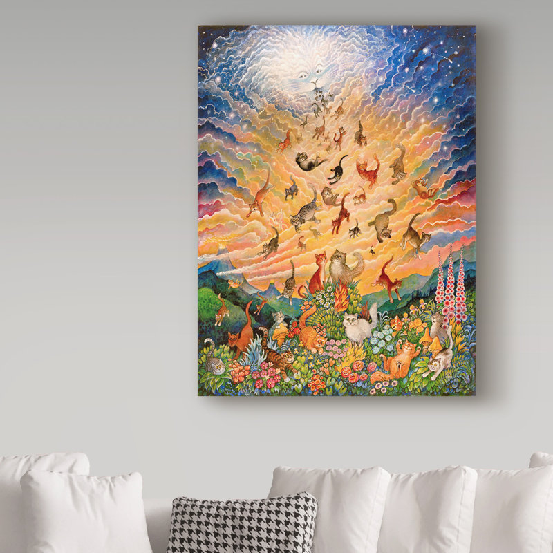 Publicité rétro sur toile tendue Kellene «Fantasy Cats», H 19 po x l 14 po