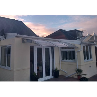 3.5m Width x 1.5m Depth Door Canopy Grey-Bracket Clear-Sheet