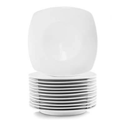 Latitude Run® 12 Piece Square Porcelain Large Dinner Plates in White