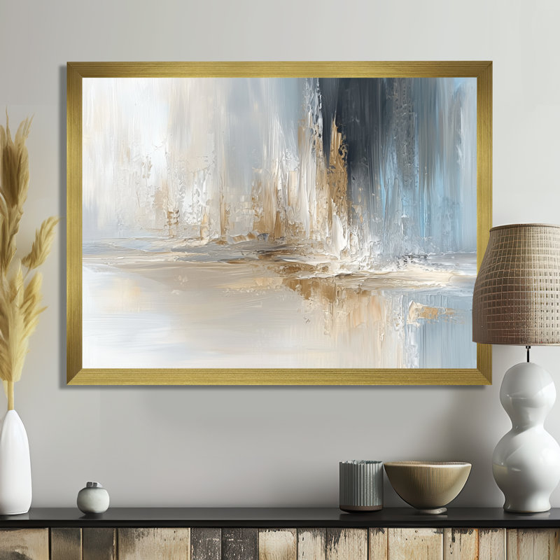 Gris, blanc, noir, blanc, écho, H 30 po x l 40 po, Reproduction encadrée d'une seule photo, Doré
