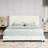 King Size White Upholstered Platform Bed