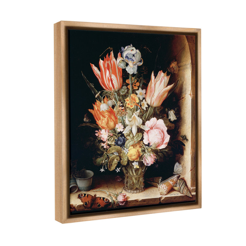 «Classic Bouquet Still Life» sur toile, H 21 po x l 17 po, Cadre flottant orme Montalcino