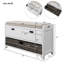 Banc de rangement avec panier amovible et 2 tiroirs, banc à chaussures entièrement assemblé avec coussin amovible-1580613950