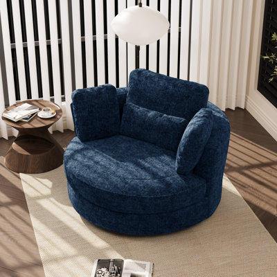 Fauteuil d'appoint en tonneau pivotant surdimensionné rembourré