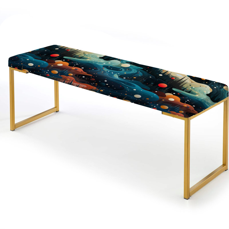 Cosmic Harmony - Abstract Upholstered Gold Bench
