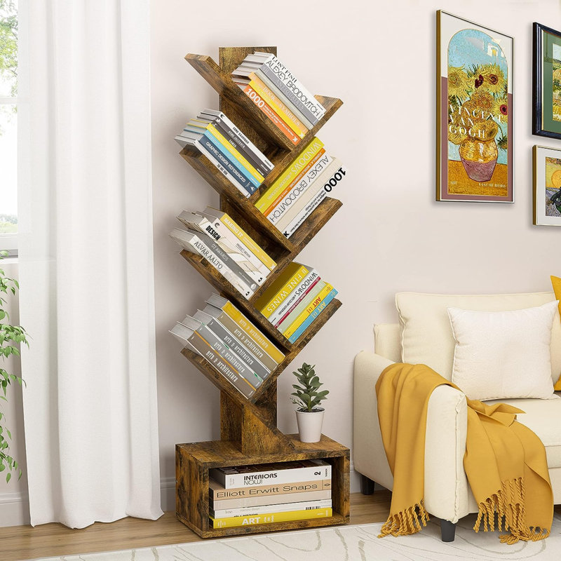 Geometric Storage Bookcase, Brown