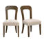 Ensemble de 2 chaises de salle à manger rembourrées avec assise en tissu beige et pieds en bois d'hévéa brun clair, capacité de poids de 330 lb