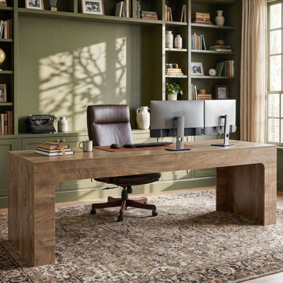 Bureau d'ordinateur extra large de 78,7 pouces pour deux personnes, bureau d'écriture moderne de style ferme pour bureau à domicile, grand poste de travail pour deux écrans et ordinateurs portables