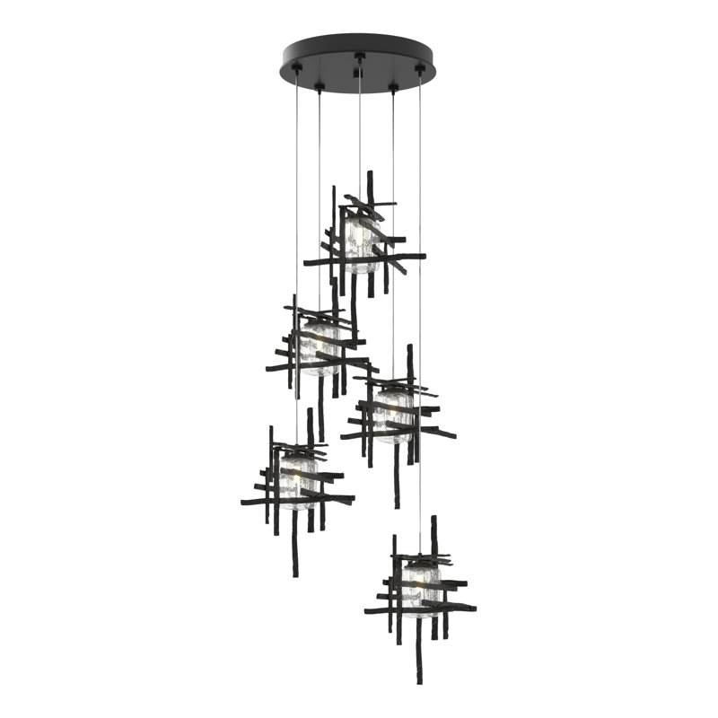 Tura 5 - Light Cluster Pendant, 50" - 130", Ink, Seeded Clear