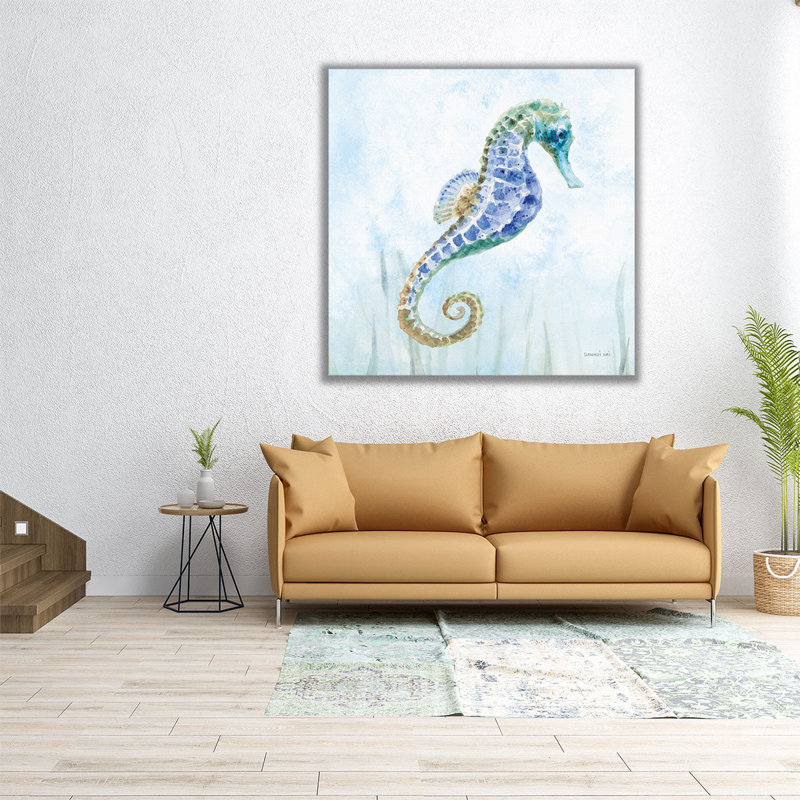 Undersea Seahorse Swimming II - Canvas Print Wall Art, 12" H x 12" W