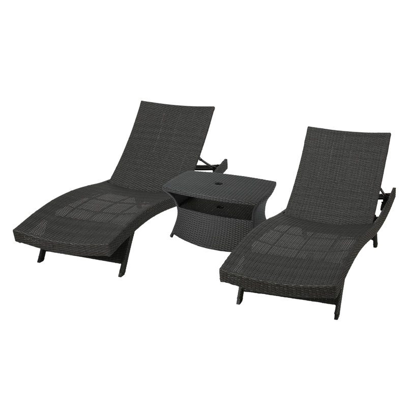 Ensemble de chaises longues inclinables 79,25 po Penley, Gris
