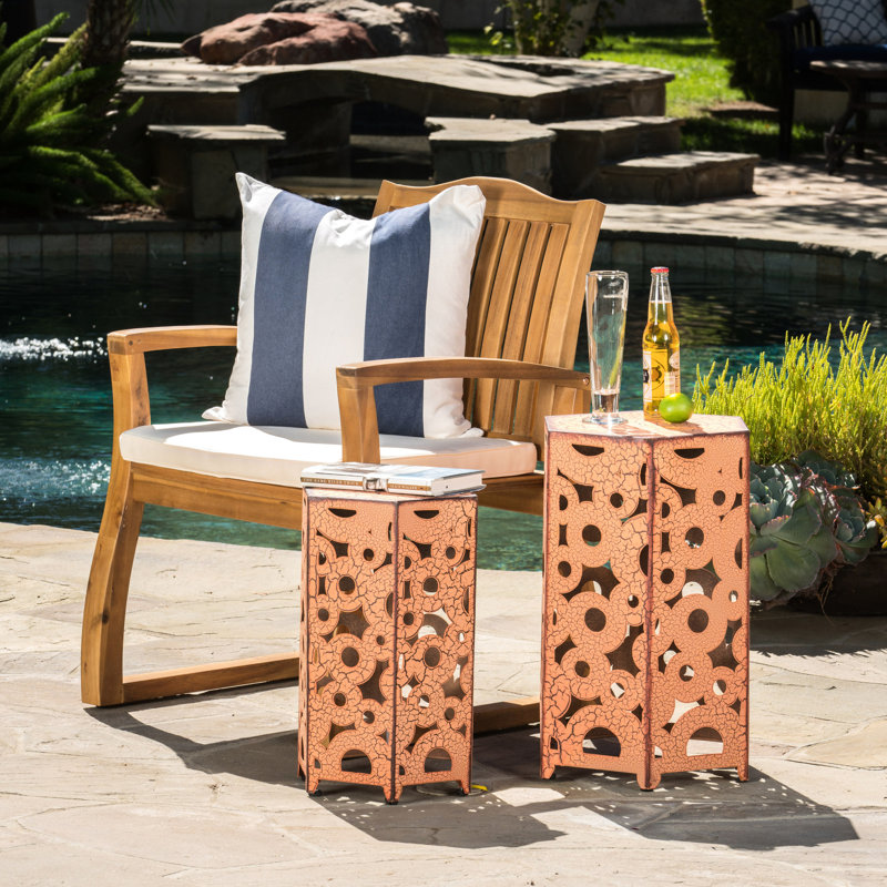 Accent Tables Two , Orange For Indoor Outdoor Spaces, 22"h, No Assembly Necessary, 2 Tables, And Use, 22" H, Orange