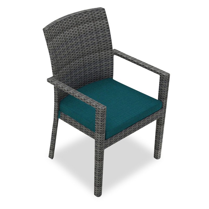 District Outdoor Dining Armchair, Spectrum Peacock Sunbrella® Plainweave