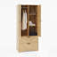 Armoire 2 portes en bois avec tringle, tiroirs, lumière à induction et miroir pour le rangement et l'organisation de la chambre à coucher