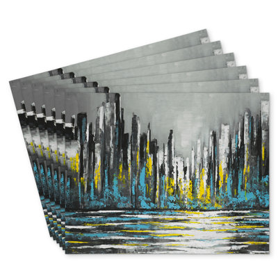 Abstract Blue Skyline Andaluss Set of 6 | Home Decor