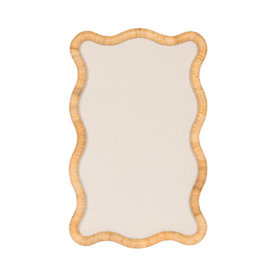 Rahfy Modern Scalloped Rattan Framed Pinboard for Wall