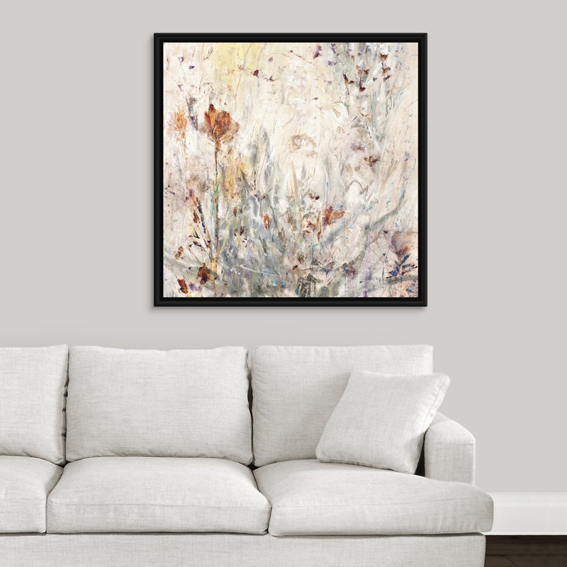 « natural luxe », peinture sur toile, Cadre flottant noir, H 37,7 po x l 37,7 po x p 1,75 po