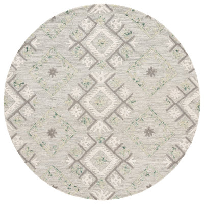 Kyptin Ebony Hand Tufted Wool/Cotton Southwestern Rug in Gray/Ivory