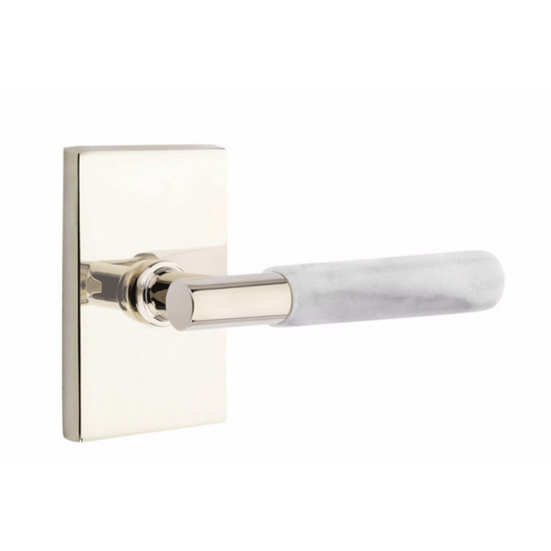 Select Single Dummy Door Lever, Polished Nickel/White Marble
