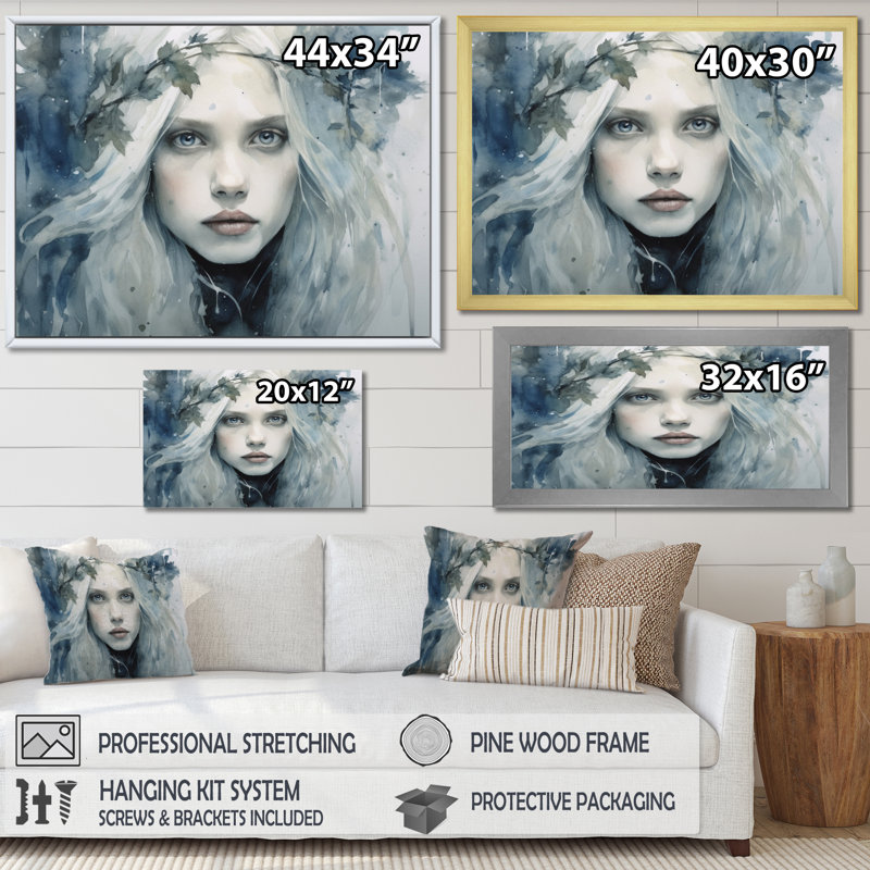 Bleu nordique gris grand - imprimé, Cadre doré à une seule photo, H 16 po x l 32 po x P 1 po
