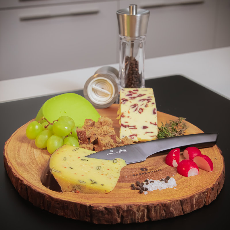 Wood Serving Board, Acacia Wood, Round, 1" H x 12.5" W x 12.5" D