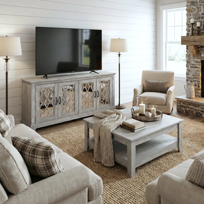 Weddel Basilico 2 Piece Modern Coordinated Living Room Media and Coffee Table Set