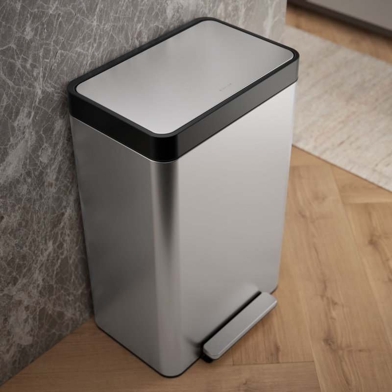 Poubelle de cuisine en acier inoxydable avec couvercle à fermeture silencieuse 13 gallons, Acier inoxydable, 13 Gallon