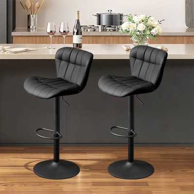 Mid-Century Modern Faux leather Low Back Swivel Adjustable Height Bar Stool Upholstered Counter Stool with Metal Frame