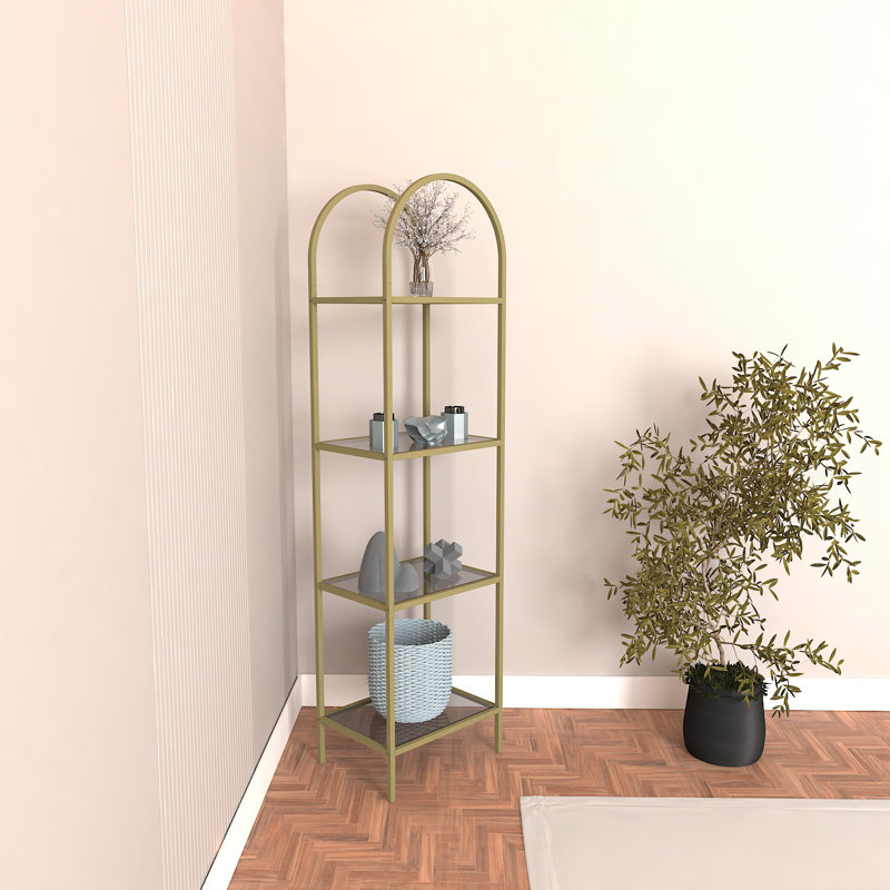 Buffet moderne avec plateau 100% verre fumé trempé, structure en métal doré, 68,9 x 11,8 x 15,7 pouces | Épaisseur de verre durable de 4 mm, design élégant pour le rangement du salon et du vestibule | Mobilier élégant et fonctionnel