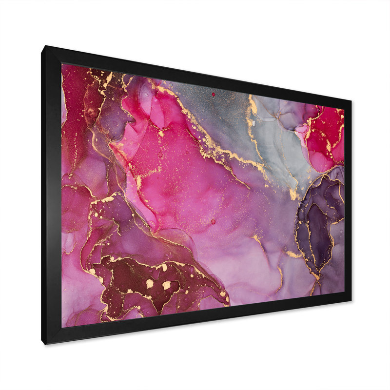 «Mauve et gris», art fluide abstrait sur toile, H 30 po x l 40 po x P 1,5 po, Cadre photo noir