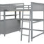 Lit mezzanine pleine grandeur gris, fabriqué en bois massif, avec tiroirs, bureau et tablettes pratiques. Maximisez l'efficacité de l'espace. Fabriqué sans sommier. Repos confortable. H 69,4 po-740049686