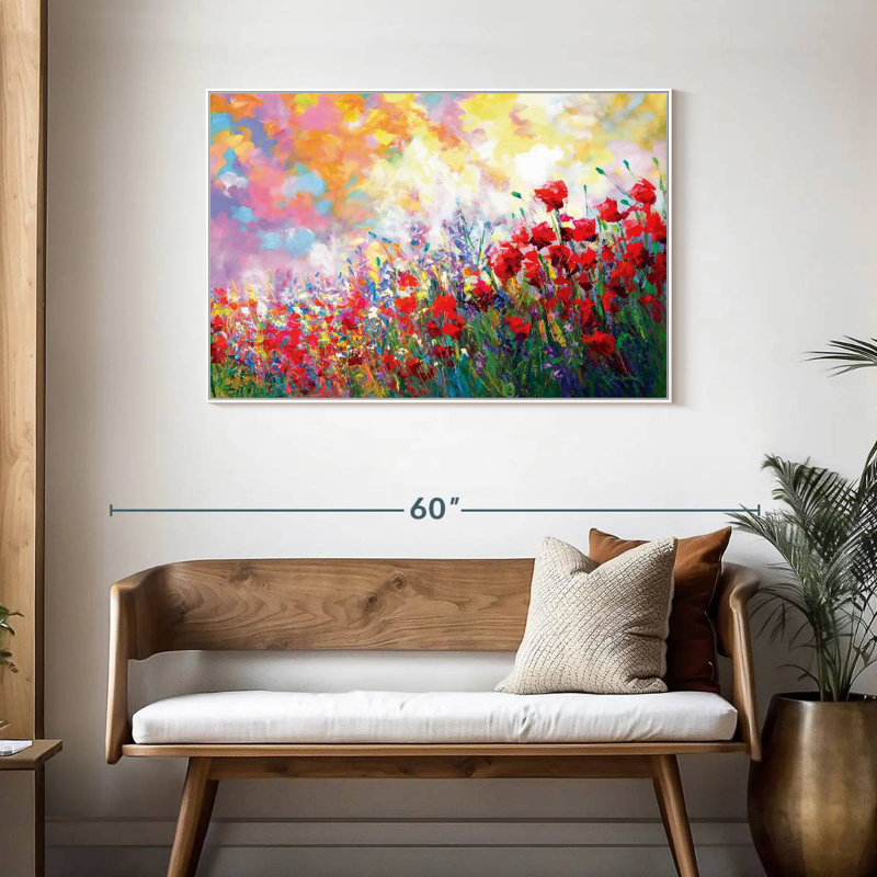 Fleurs de printemps colorées, Cadre flottant blanc, 43 po x 29 po