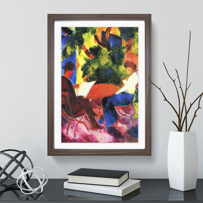 At the Garden Table by August Macke - Framed Print, 65cm H x 48cm W x 2cm D, Walnut Framed