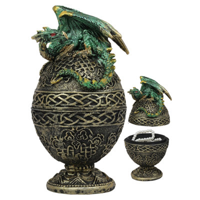 Boîte à bijoux à bijoux relic en kiannas dragon s’asseoir on celtique