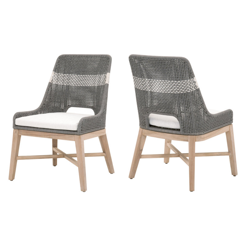 Chaise d'appoint en teck avec coussin Bowker, Colombe