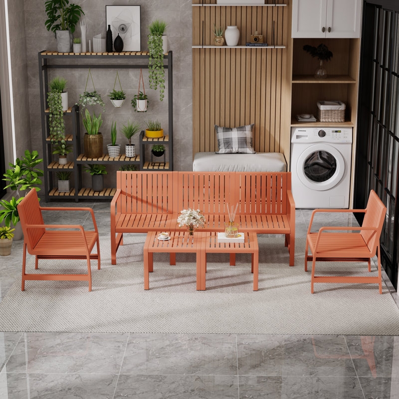 5-Piece Outdoor Seating Group With 2 Coffee Tables( (Set Of 5), Orange