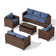 5-Pieces Wide Armrest Outdoor Sectional Rattan Conversation Set with Storage Table.
