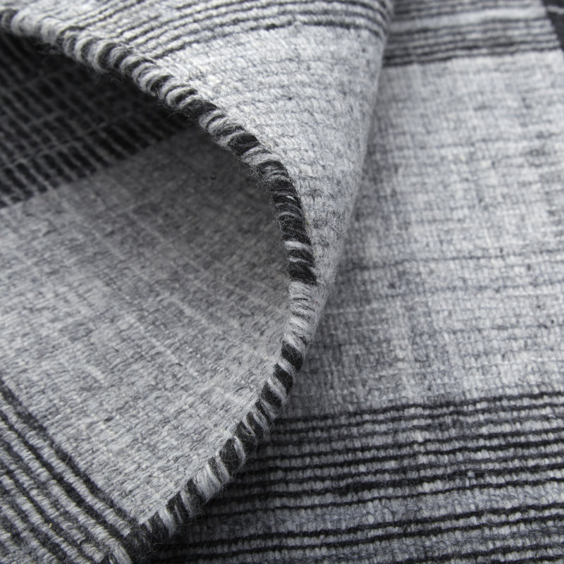 Tapis noir / gris anthracite / gris fait à la main Andale, Rectangle 5 pi x 8 pi