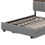 Grand lit plateforme tapissier avec tête de lit, lit gigogne simple TG et 2 tiroirs-100084005