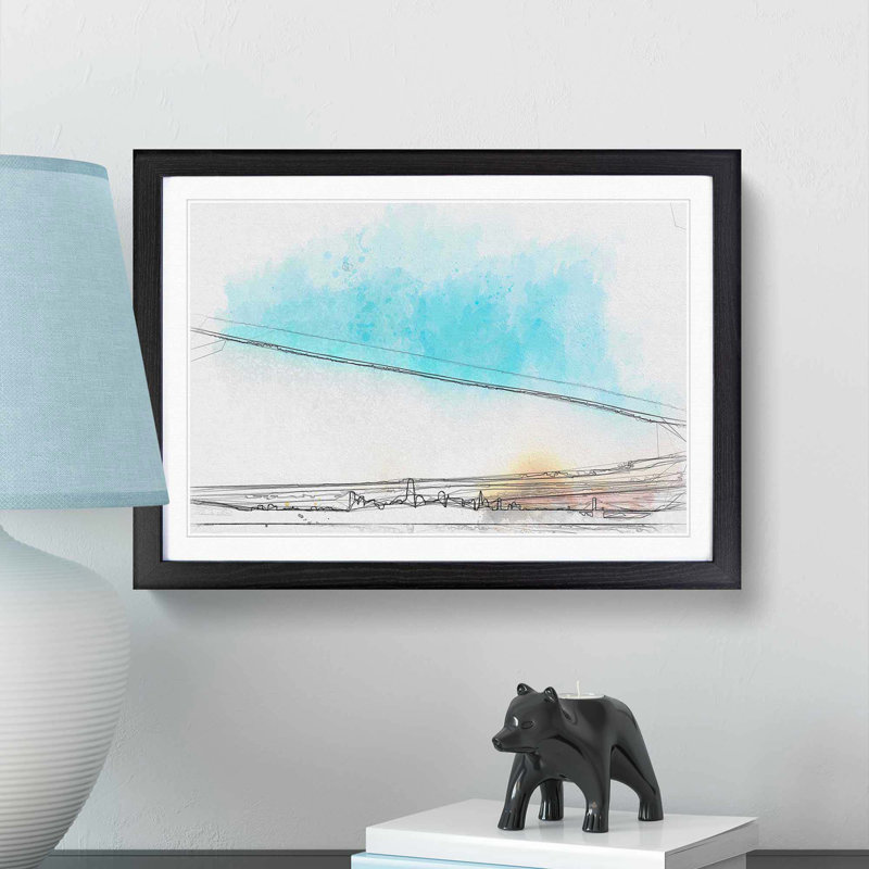 View of San Francisco in California in Abstract - Picture Frame Graphic Art Print, 35cm H x 50cm W x 2cm D, Black