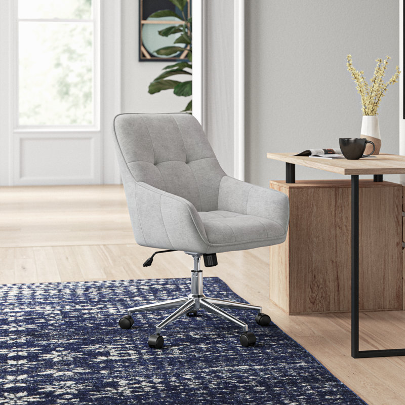 Chaise de bureau en tissu avec roulettes et pieds inclus Dahmen, Gris