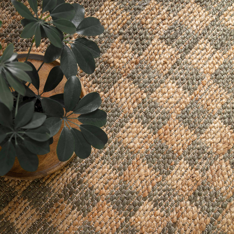 Merrisa Jute Checker Area Rug, Green, Rectangle 200 x 290 cm