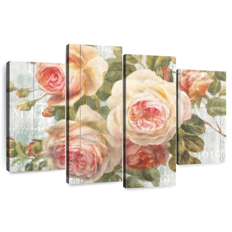 Roses Harnek rétro sur bois flottant, H 22 po x l 36 po