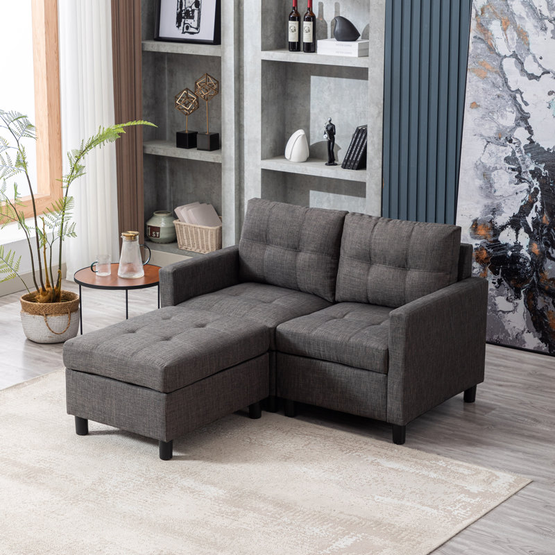 Renetha 52" Wide Modular Sofa Loveseat with Ottoman