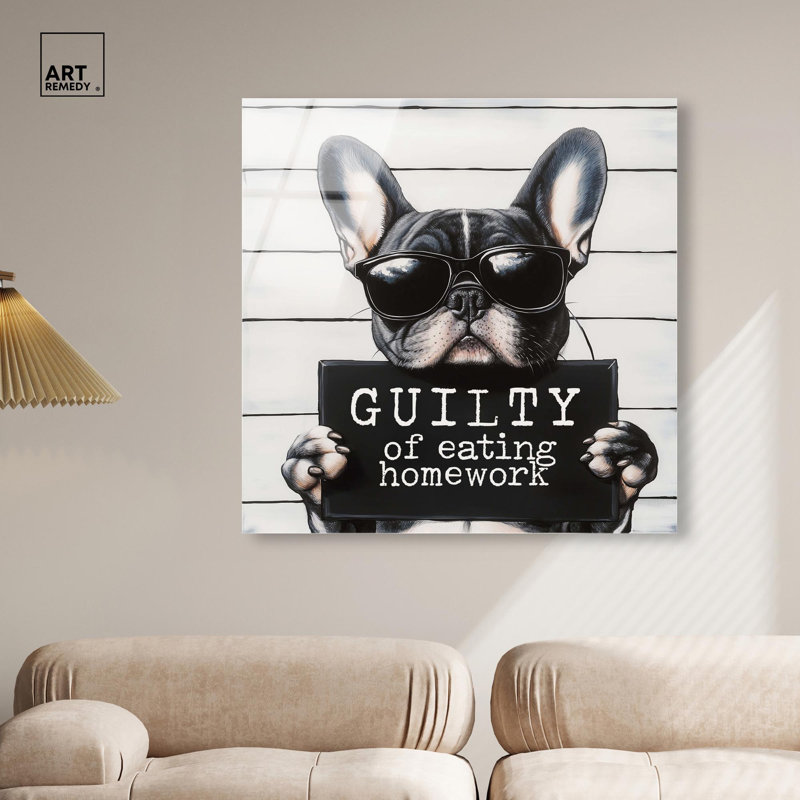 Adorable décoration murale en acrylique «Gu coup of Eating Homework» par Art Remedy, prête à être accrochée