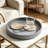 Round Decorative Tray For Home Decor, PU Leather Serving Tray For Coffee Table, Entryway, Dresser And Nightstand, Jewelry And Perfume Organizer With Ribbed Design-292802300