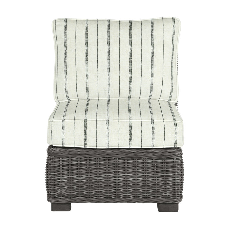 Rustic Woven Sectional Slipper Chair, Slate Gray, Welt, Avila Natural White