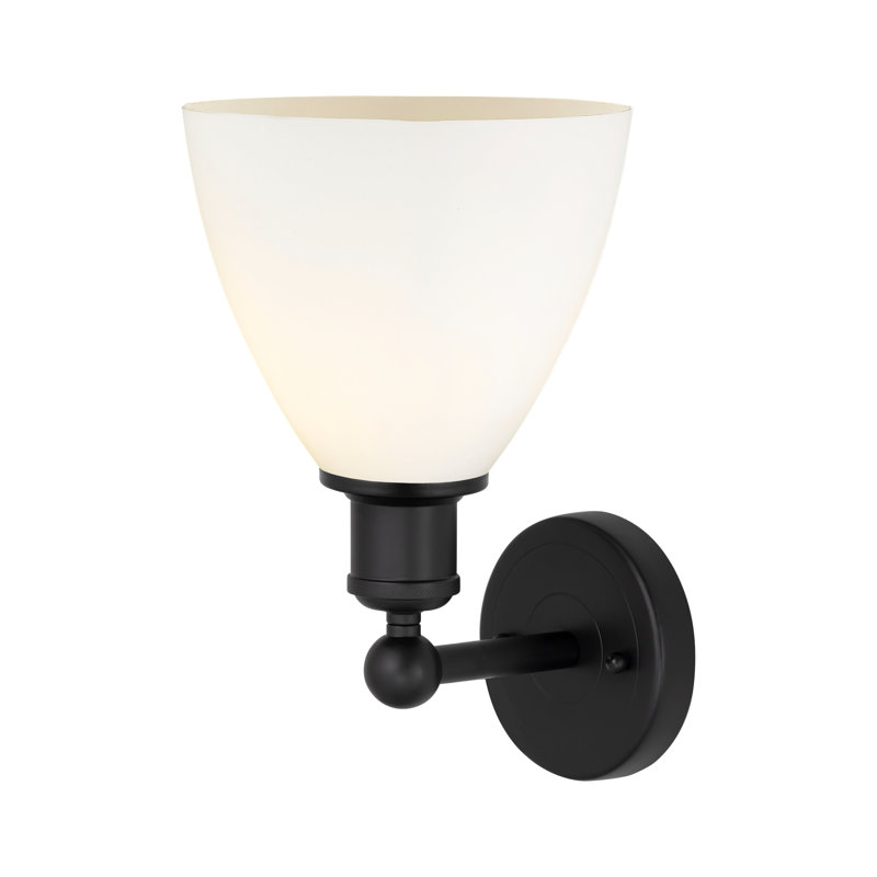 Carmichaels Steel Armed Sconce, Matte Black, Matte White