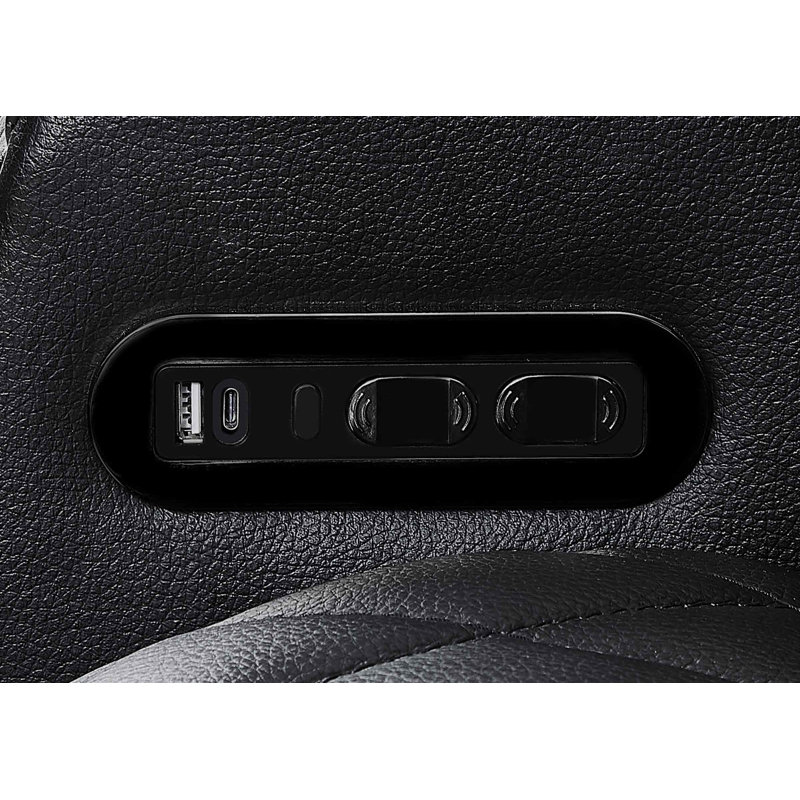 Leather Power Reclining Home Theater Seating with Cup Holder, Black Genuine Leather