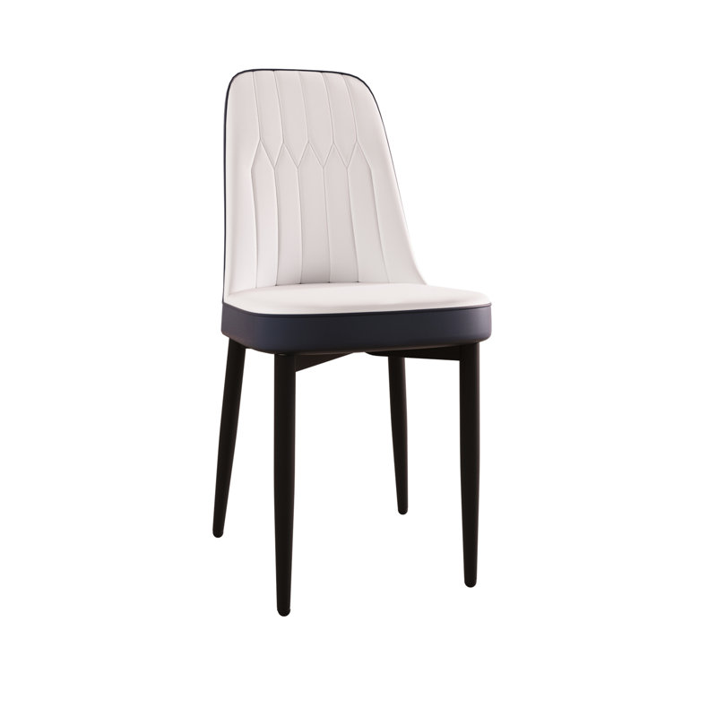 Table de salle à manger industrielle de 4 à 6 personnes de 55 po avec plateau blanc, structure en métal noir et chaises rembourrées douces et épaisses pour la famille